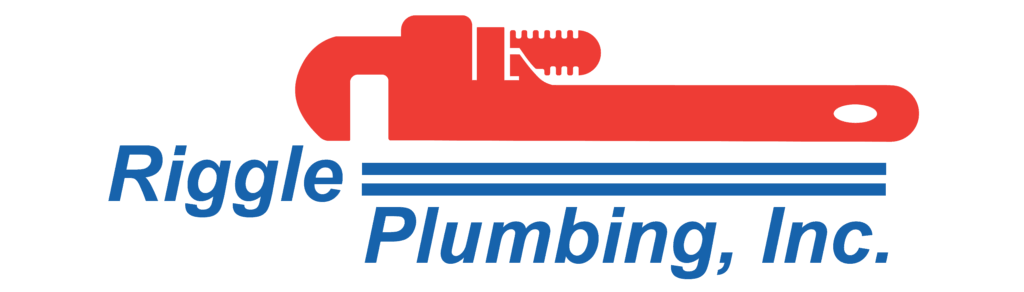 Riggins Plumbing company logo with red pipe wrench.