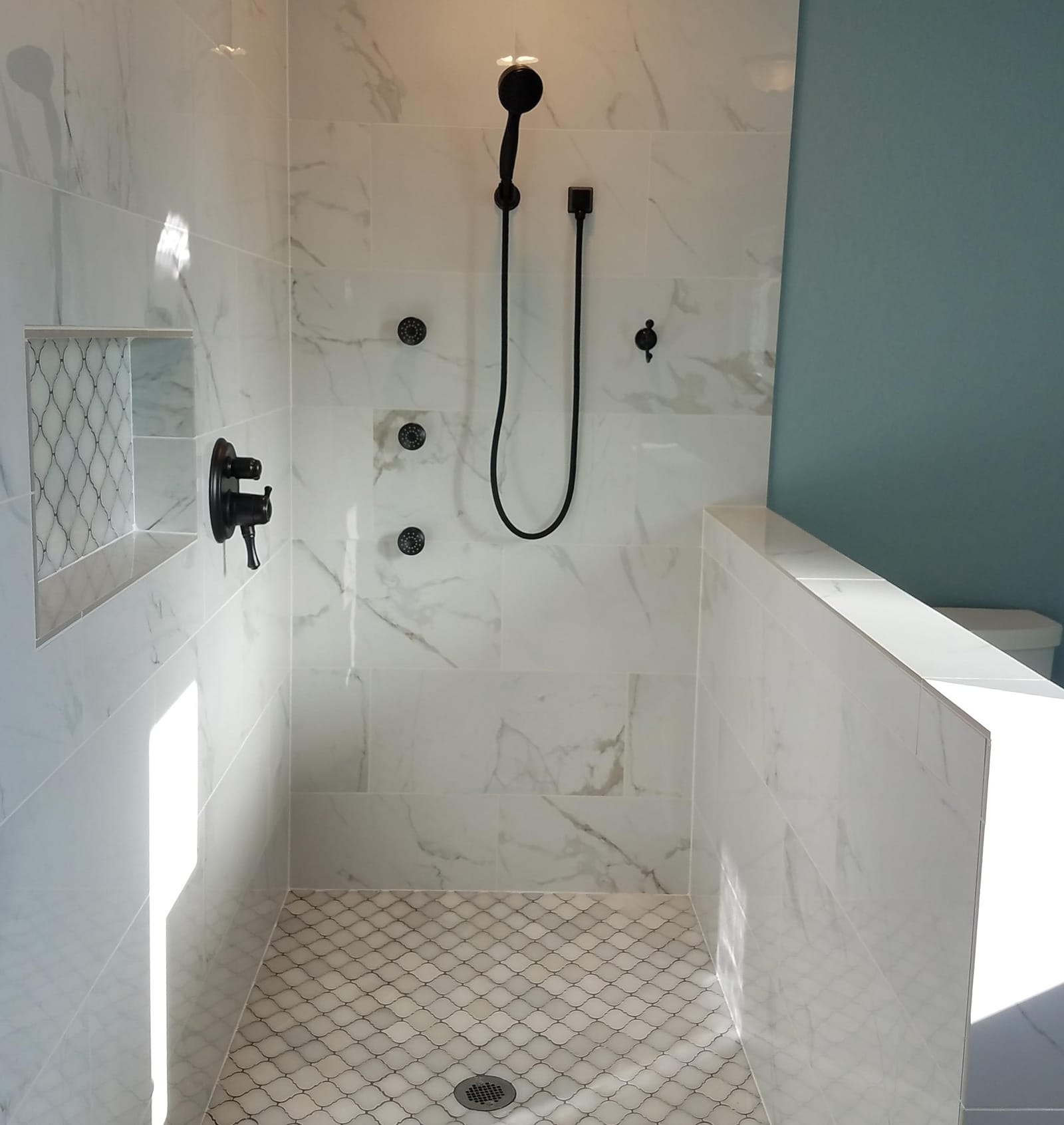 shower Modern bathroom shower with marble tiles